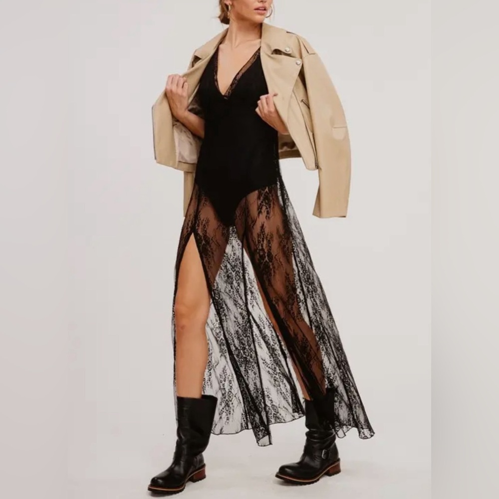 Free People style lace bodysuit dress